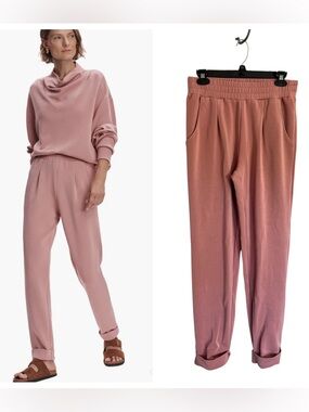 Varley Doublesoft rolled cuffed pant 28.5”sweatpant ash rose loungewear soft S